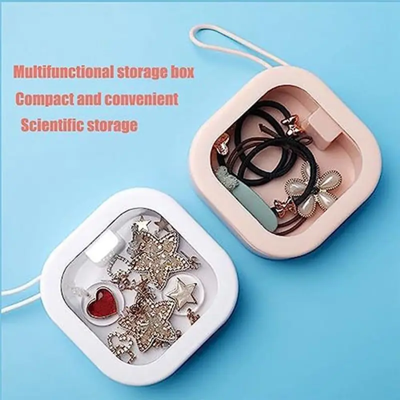AB11 Hair Tie Organizer 2Pcs Hair Accessories Storage Box, Portable Stackable Hair Container for Pins Clips Travel