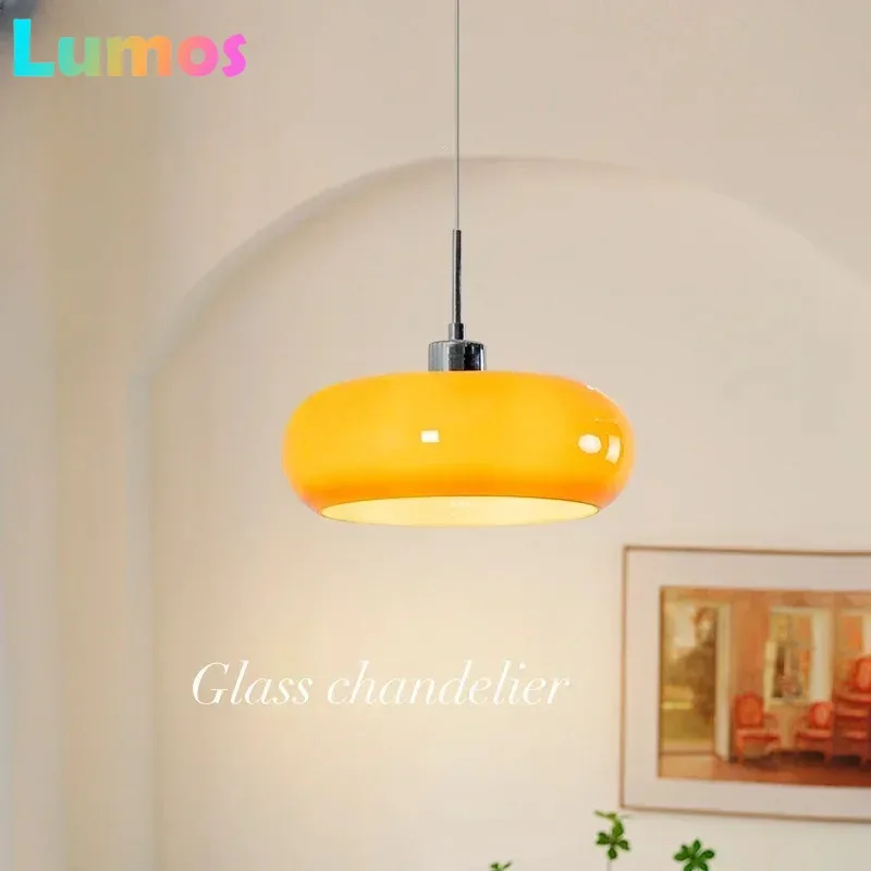 

Modern Orange White Glass Chandelier Lights For Living Dining Room Bedroom Ceiling Indoor Hanging Light Dimmable Home Deco Lamp