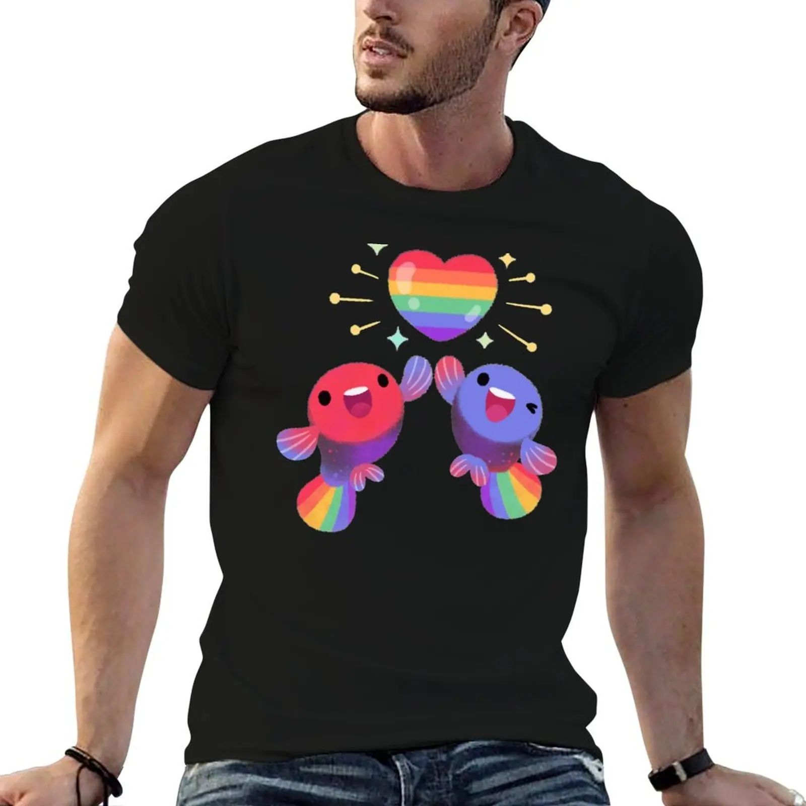 

Rainbow guppy 4 T-Shirt man t shirt cotton high quality graphic t shirts for man T-Shirt