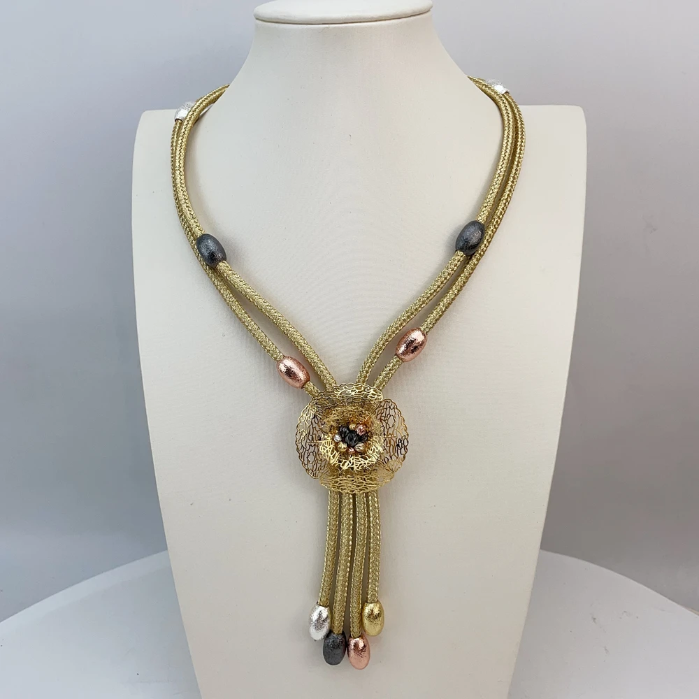 EMMA موضة دبي مطلية بالذهب الخرز القلائد أقراط خواتم مجموعات المجوهرات الجميلة للنساء هدايا مجوهرات حفلات الزفاف FHK22828