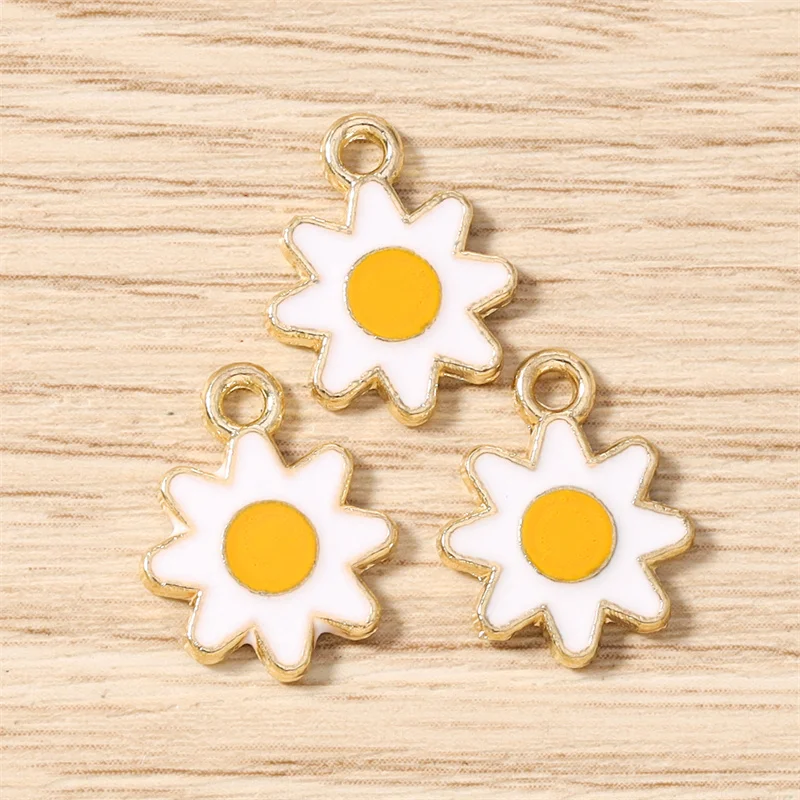 Tusember 20 Stück 12*16mm Niedliche Bunte Sonnenanhänger Emaille-Sonnenblumen-Charms für Schmuckherstellung Ohrringe Armband Halskette DIY Basteln – Detail 5