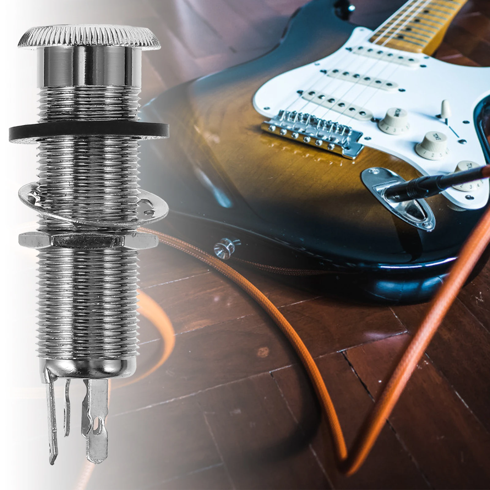 

4 Pin Stereo Socket Bass Barrel Cylinder Flush Mount Plug Accessories Input Jack for Electric Guitar Output