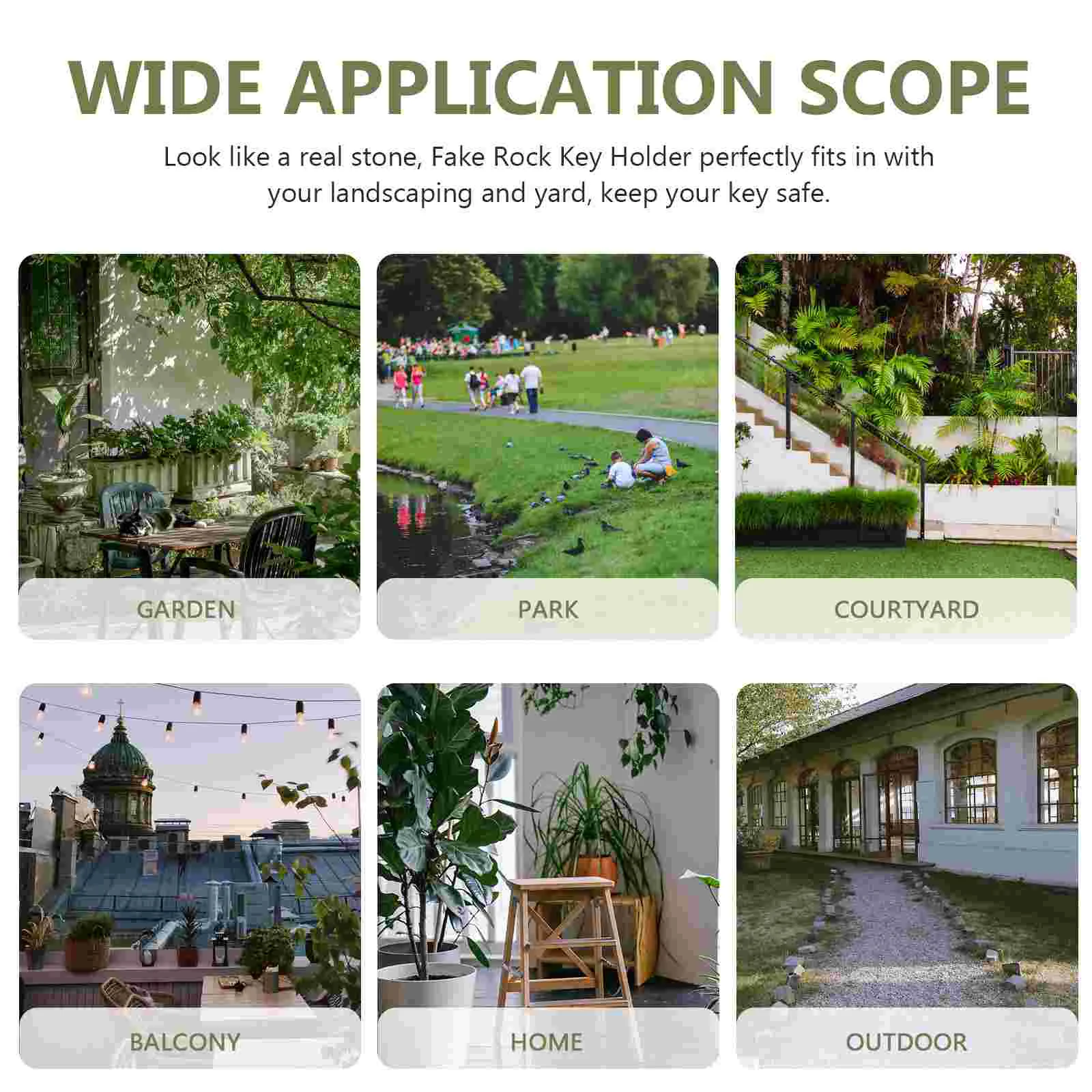 Porte-clés extérieur avec fausse souche, étui de rangement de clé de rechange, porte-clés de branche, cache-clé de jardin