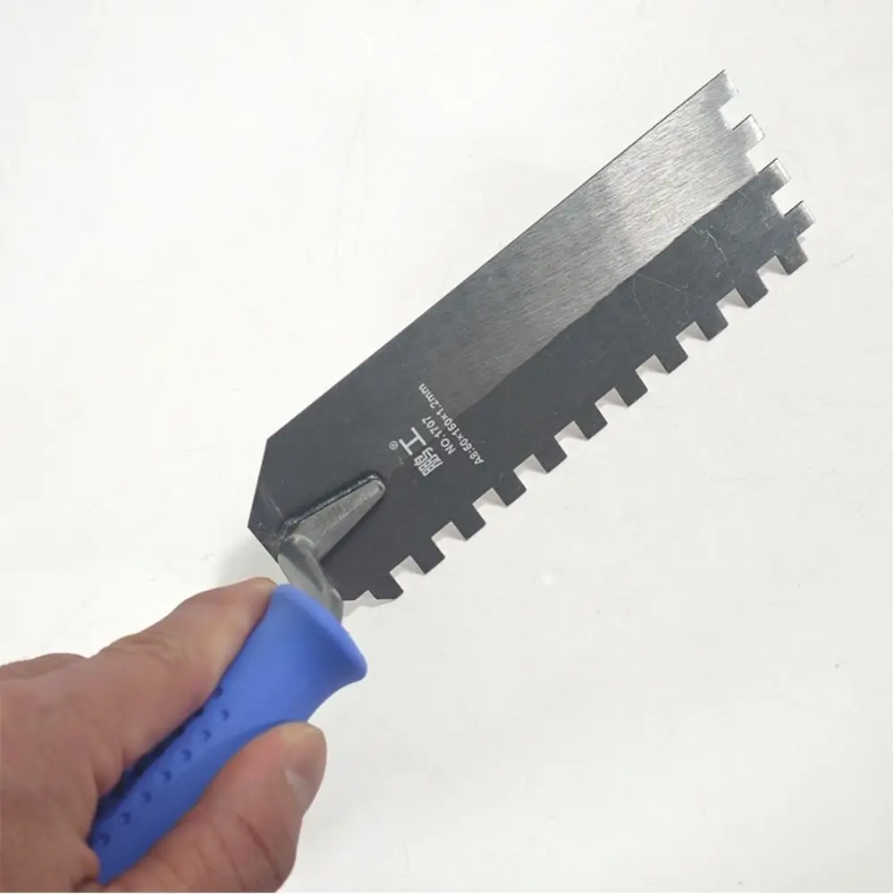 Square Tooth Trowel Tool Professional Efficient Scraping Putty Scraper Carbon Steel Anti Slip Handle Spatula Construction Tool