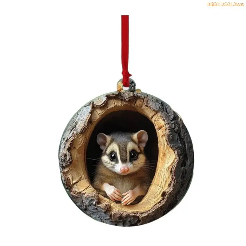 K1AE Festival Owl Styles Christmas Tree Hanging Ornament Craft of Sturdy 2D Acrylic Accessory for Home Decoration Use