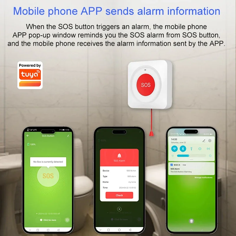 Tuya Wifi/Zigbee Slimme Sos-Knop Draadloze Zorgverlener Pager Telefoonalarm Zender Noodoproepknop Voor Kinderen Bejaarde Patiënt