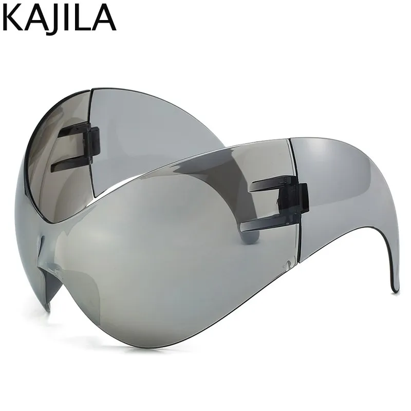 Oversized Y2k Punk One-piece Sunglasses Women Men 2024 Luxury Brand Steampunk Sports Sun Glasses For Lady Windproof Goggle UV400