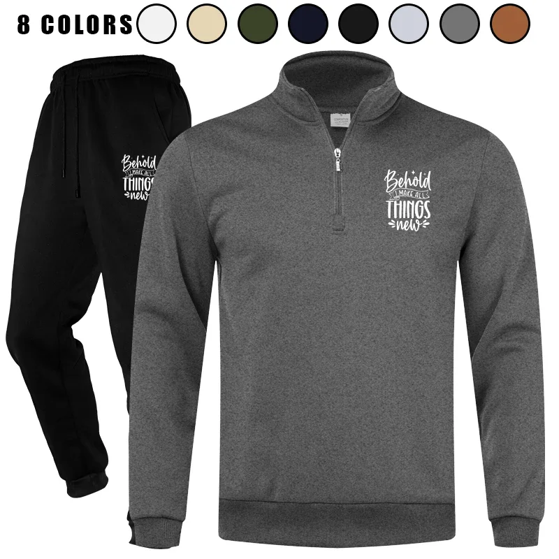 

Men's Tracksuit Workout Men's Tracksuit Printed Quarter Zip 2 Piece Sweatsuit Jogging Suit Set