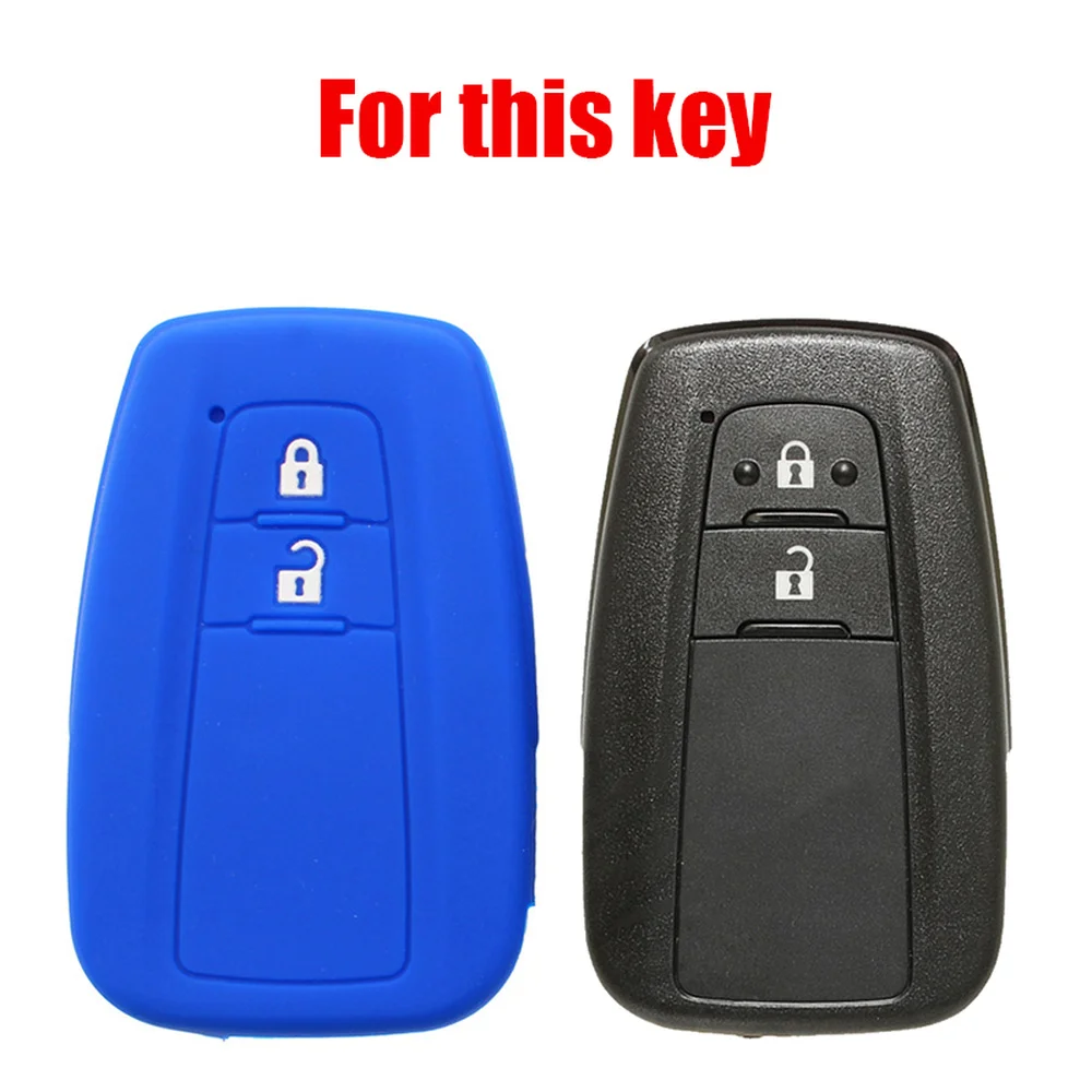 Silicone 2-Button Car Remote Key Case Cover Protector for Toyota Prius Camry Corolla Avalon CHR RAV4