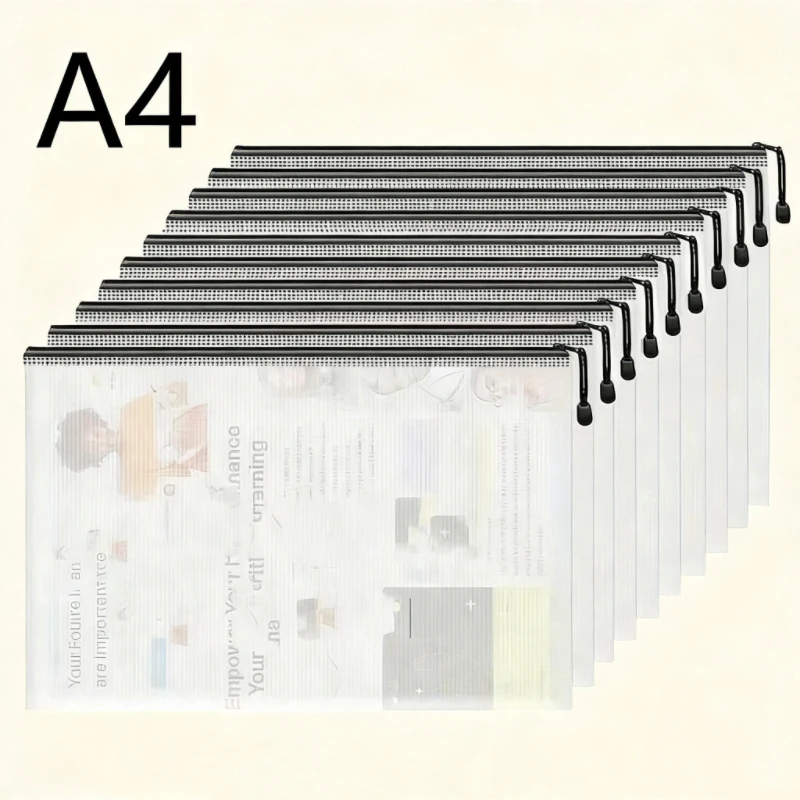 

Набор из 10 водонепроницаемых сумок для хранения формата А4 на молнии — прозрачные пластиковые сетчатые сумки для документов для защиты и организации игры в шахматную доску