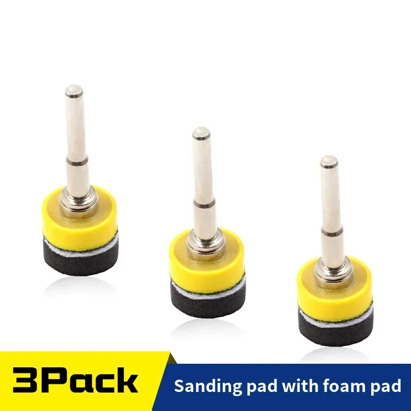 

Hook and Loop Sanding Pad Kit 3 Packs 1Inch with 3mm Shank Drill Attachment Backing Pads ,Soft Foam Layer Interface Buffing Pad