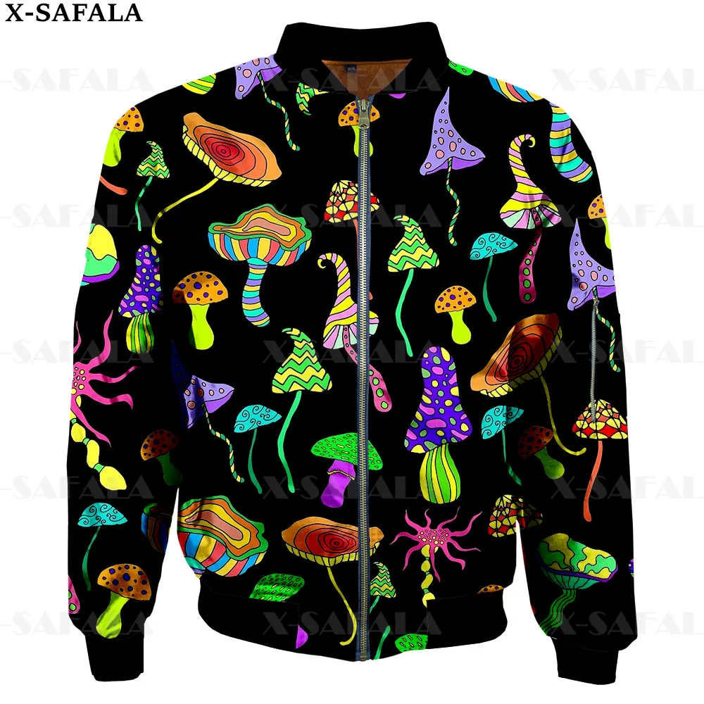 

Trippy Psychedelic Mushroom Fungus Natural Plants 3D Bomber Jackets Zipper Casual Thick Coat Unisex Harajuku Women Streetwear-7