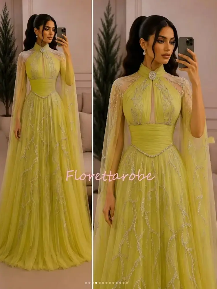 Customized Saudi Arabia Long Beaded Evening Gowns Halter Appliques  Ribbons crystal Tulle Floor Length Prom Dresses Wedding Part