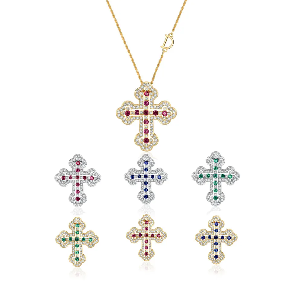 

Серебряные кулоны-крестики 925 пробы с позолотой 18К, унисекс, 2 в 1, съемные, многослойные, с цепочкой-буквой D