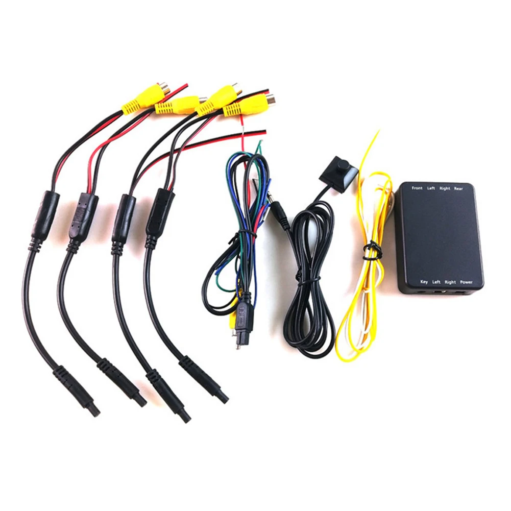 01       4 Way Control Box Switch Video Channel Converter For 360° Car Panoramic System Car Parking Panoramic View Rearview
