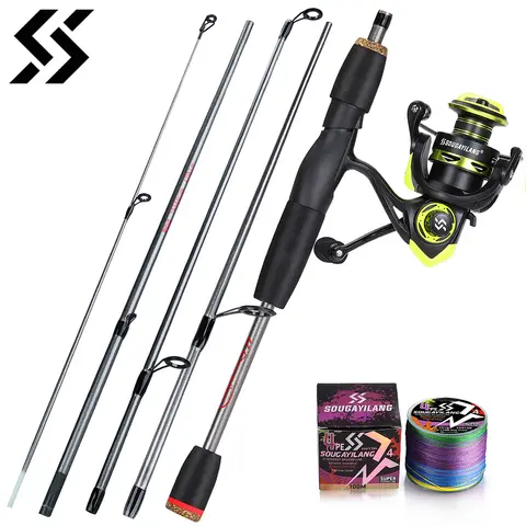Sougayilang spinnfiskekombination 1,7 m kolfiberspö och spinnrulle i storlek 1000-3000 med 100 m fiskelinatillbehör 10 best sales spinnset - №6