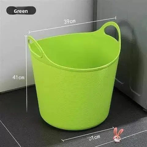 Multi-Purpose Soft Plastic Storage Bucket Laundry Basket with Double Handles Small Soft Storage Bucket for Home Organization