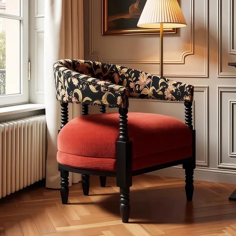 كرسي أريكة فردي فرنسي عتيق لغرفة النوم وغرفة المعيشة كرسي ترفيهي أمريكي من الخشب الصلب