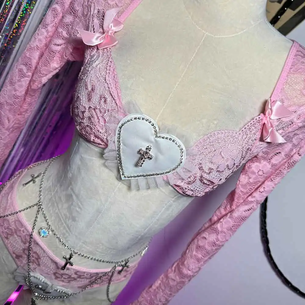 في سن المراهقة الصليب 90s Kawaii القوطية E-الفتيات لتقوم بها بنفسك ايمو Y2K القمم القوطي القلب ملابس للنادي ايكو الجرونج Harajuku القوس مهرجان الزي يدوية الصنع #1