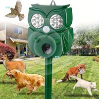 Owl Shape Ultrasonic Animal Repellant 14 LEDs Solar Powered Solar Animal Repeller Infrared Sensor Rechargeable