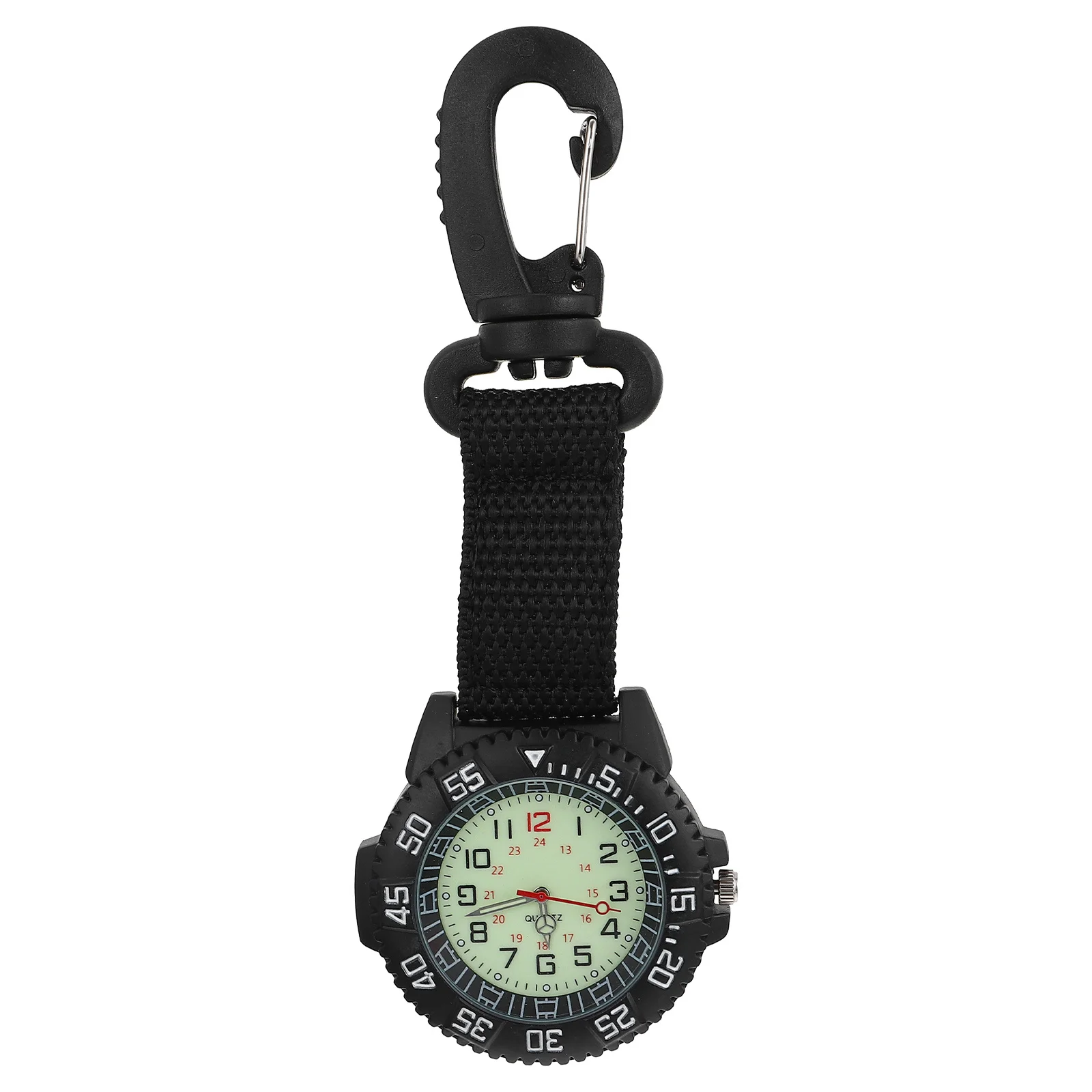 Carabiner Hanging Watch Premium Nylon Strap Portable Clip on for Backpackers Outdoor Mountaineering Sports Timepiece