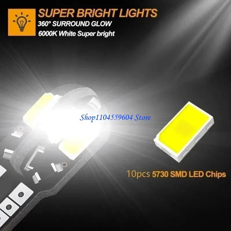 

12QM 10PCS 5730 LED Car Bulbs 50000 Hours Service Life 12V 360 Degree Beam Interior Lights for Automotive Vehicles
