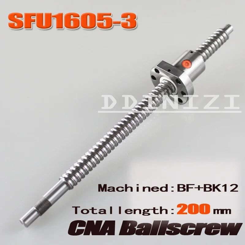 

BallScrew 16mm SFU1605-3 1605 Ball Screw Rolled ballscrew 1pc SFU1605 200mm with 1pc 1605 Flange single ballnut for CNC parts