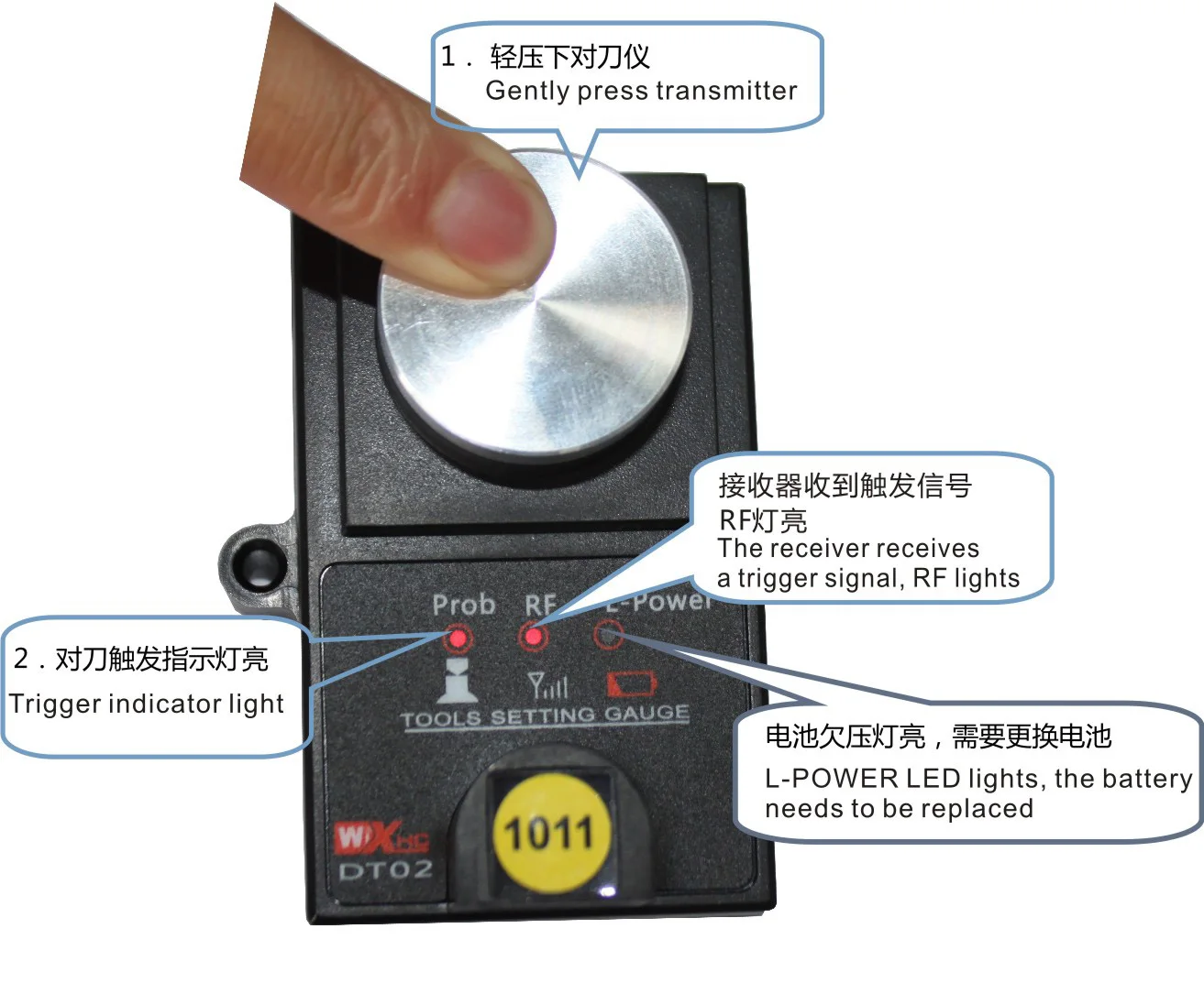 XHC DT02 Probe Wireless Tool Setter Machining Center CNC Router Tool Setting For Z Axis Adjustment Gauge Height Controller