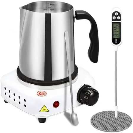 

Набор для изготовления свечей для начинающих с нагревательной плитой и принадлежностями (белый)