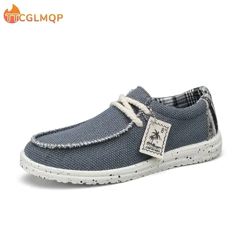 Men\'s Canvas Shoes Summer 2023 New Lightweight Breathable Soft Slip on Casual Shoes Fashion Beach Vacation Loafers Men Footwear