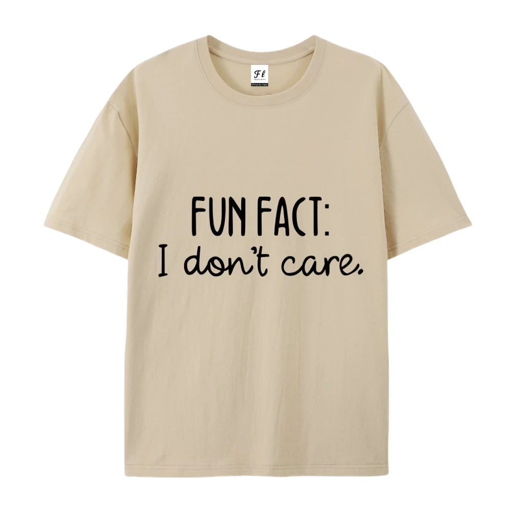 Fun Fact I Don't Care Grappige Meme Grafische Letter Puur Katoenen T-shirt Ronde Hals Top Tee Voor Zomer Oversized Casual Dagelijks Dragen