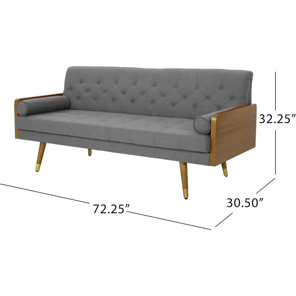 Aidan Century Style Ergonomic Fabric Sofa in Gray