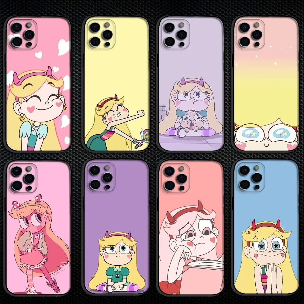 

Star Butterfly Phone Case For iPhone 16,15,14,13,12,11 Plus,Pro Max, Soft Silicone Black Cover