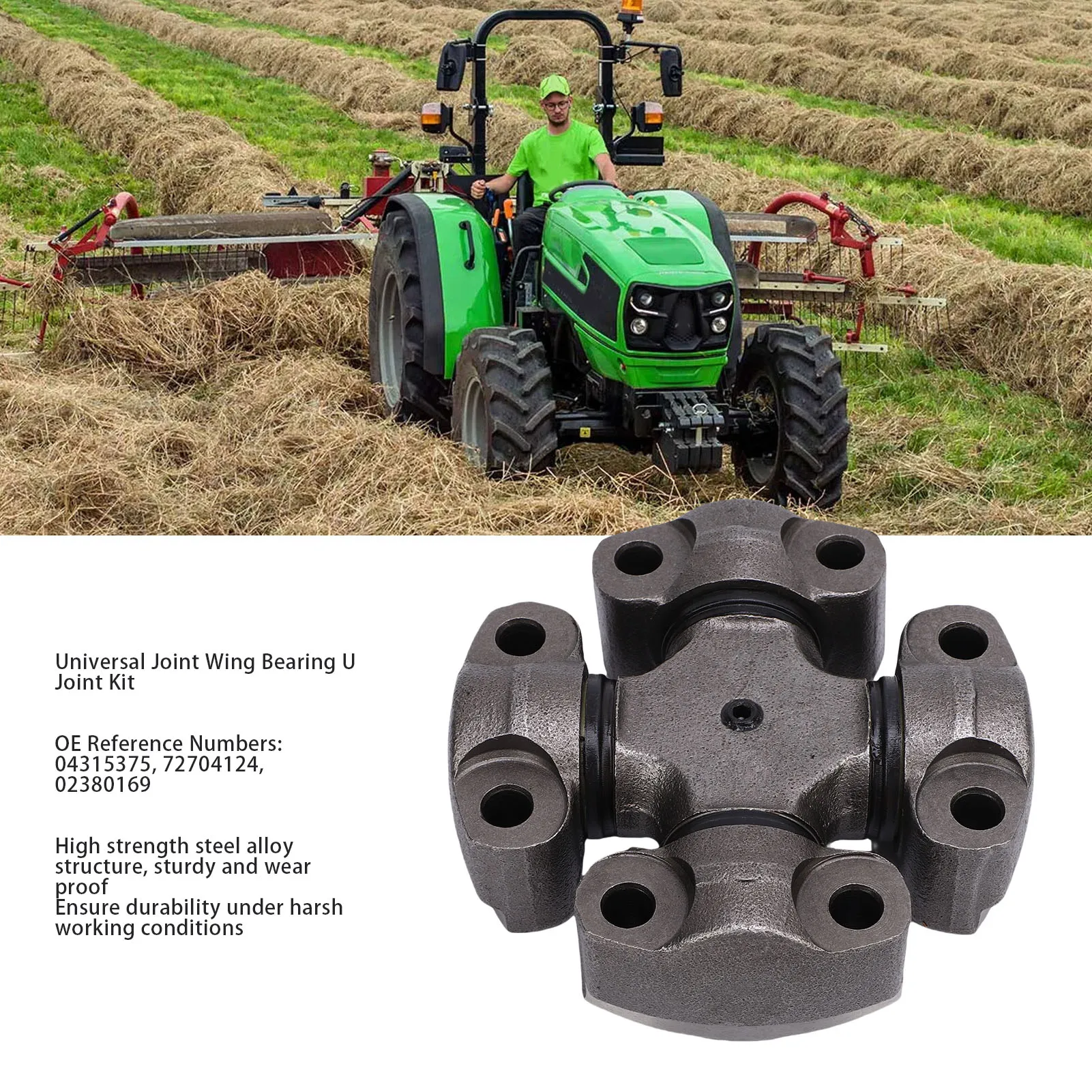 Universal Joint Wing Bearing U Joint Kit 02380169 for Deutz 06 07 DX Intrac Tractors 04315375 Front Axle Cross Joint Assembly Re