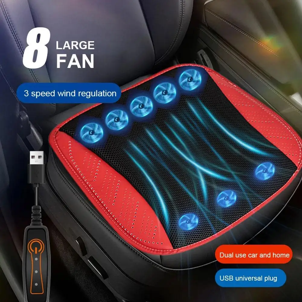 Summer Universal Car Cooling Cushion with 5/8 Fans, Three Wind Adjustment Cooled Chair Pad USB Seat Cushion Interior Accessories image 4