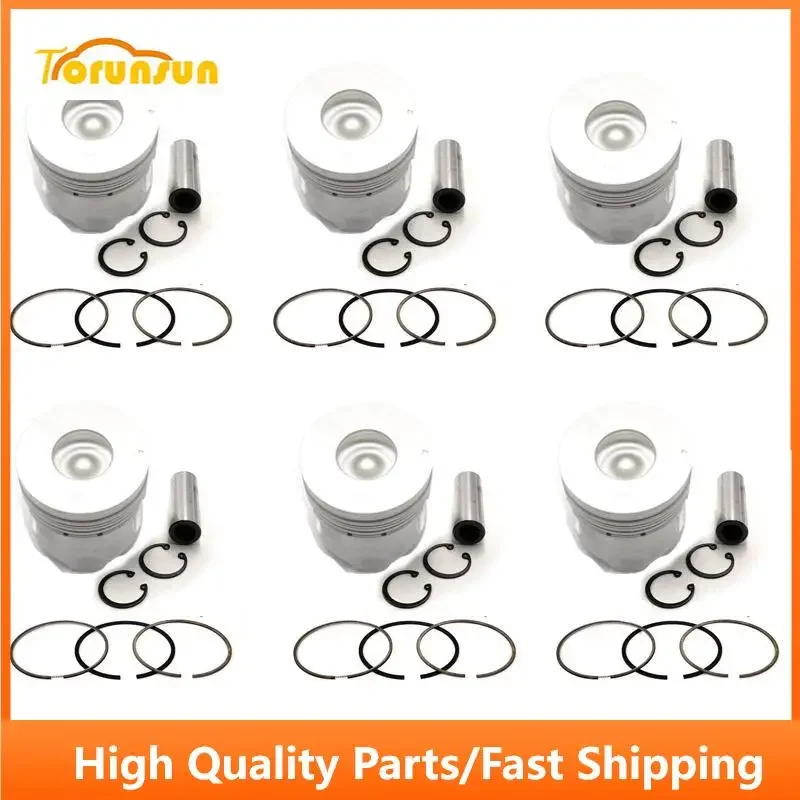 New 6 Sets STD Piston Kit With Ring 1-12111-976-0 Fit For Isuzu 6HK1 Engine 115MM