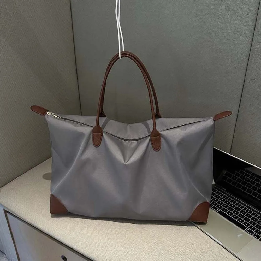Neue Ins Einfarbige Wasserdichte Oxford-Nylon-Tragetasche im Koreanischen Stil mit Lederbesatz Handtasche Unterarm-Schultertasche für Outdoor und Pendeln – Detail 12