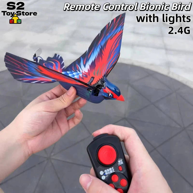 Remote Control Bionic Bird 2.4G Lighting Up RC Creative Flying Toy For Kids Outdoor Indoor Play Gift For Boys Girls