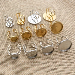 5pcs 10-25mm Inner Size Round Thick Stainless Steel Adjustable Ring Settings Cabochon Blank Base DIY Jewelry Making Findings