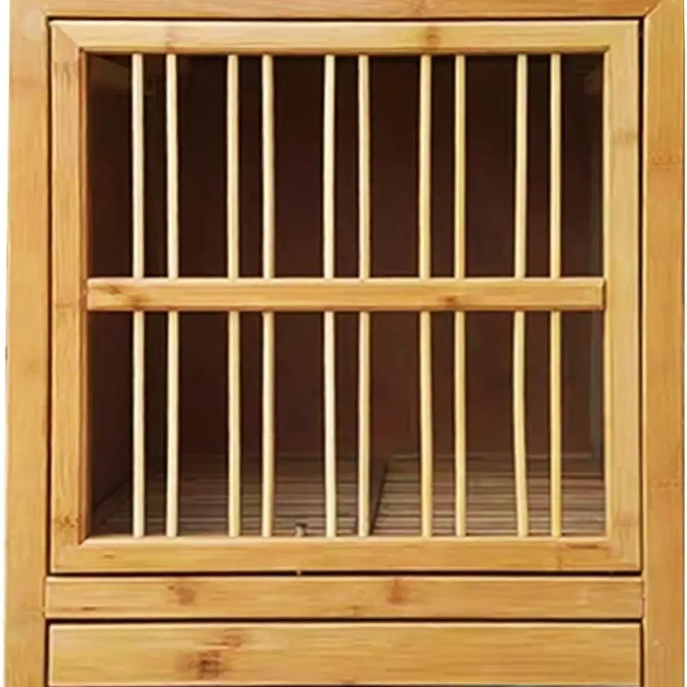 

Durable Bamboo Pigeon Cage with Pull-Out Manure Tray, Easy Assembly Aviary for Multiple Birds