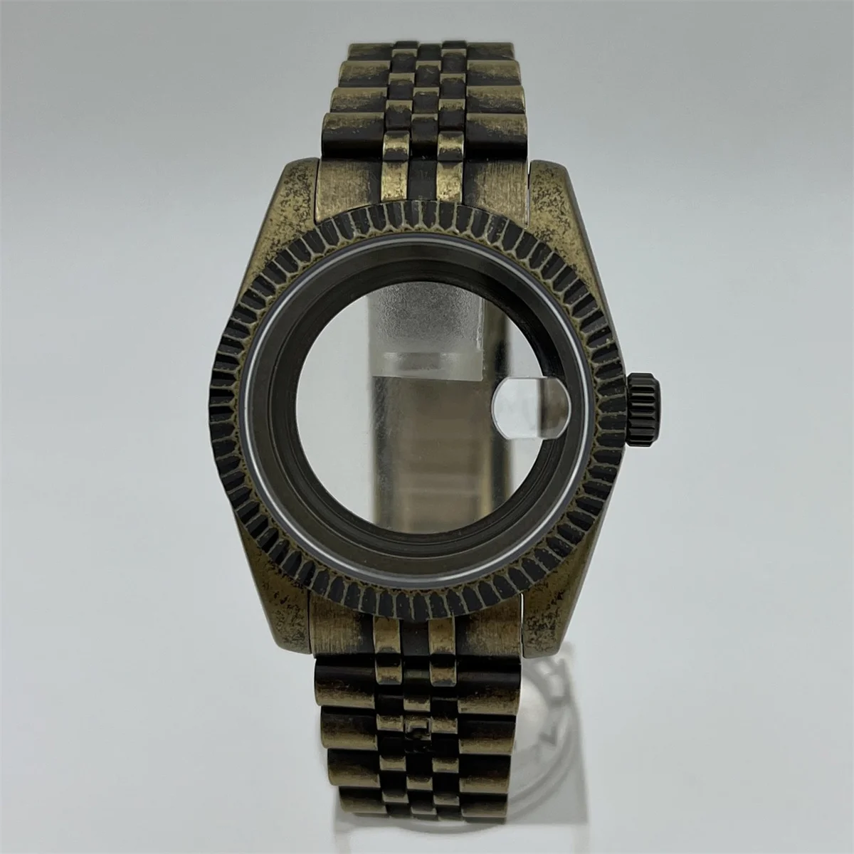 39mm bronze case recessed bezel sapphire glass with NH34 NH35 NH36 NH38 NH39 ETA2824 PT5000 movement stainless steel bracelet