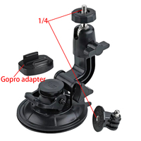 360 degrees Rotation Suction Cup Mount + Tripod Mount Adapter + QR Buckle Mount. 1/4 screw thread  with Gopro adapter, 1/4-20