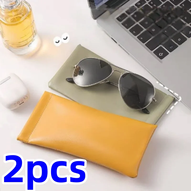 Étui à lunettes de soleil à fermeture automatique, 2 pièces, sac de rangement de lunettes en cuir PU, housse de protection étanche pour lunettes, sac de rangement pour lunettes