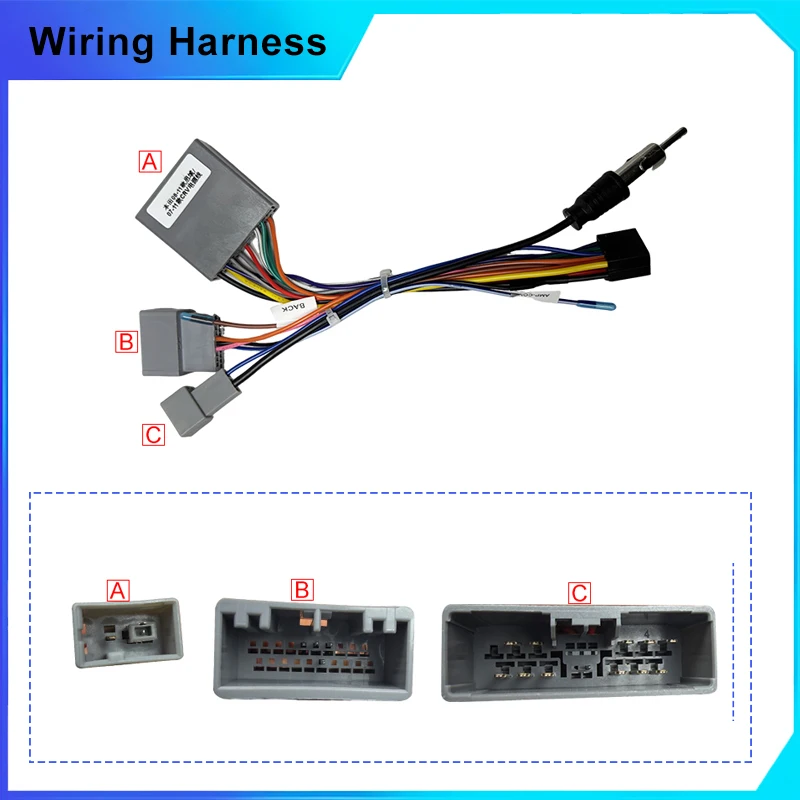 Car Android Radio Wiring Harness Adapter Decoder Stereo 16Pin Power Cable Installation for Honda CR-V Civic 2006-2011