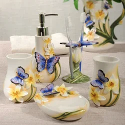 Bathroom accessories Butterfly Bathroom Wash Set Mouthwash cup Soap dish Toothbrush holder Lotion bottle Household toiletries