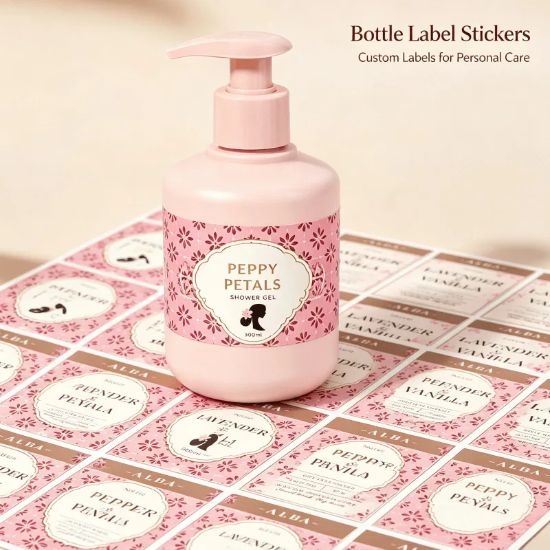 Maßgefertigte Wasserdichte Vinyl-Haarshampoo-Aufkleber, Bedruckte Bunte Rosa Kosmetik-Verpackungsetiketten zur Hautpflege-Dekoration – Detail 1