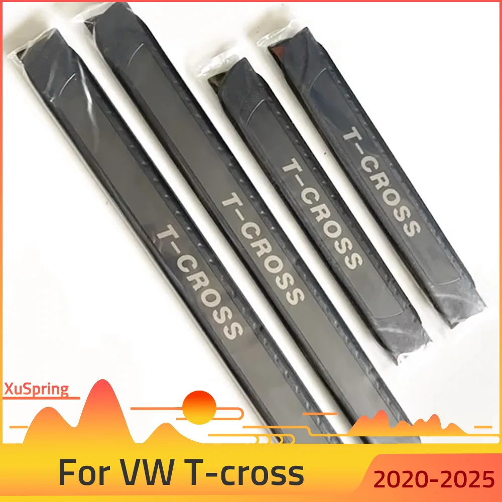 

4Pcs NEW Styling Car Exterior Scuff Plate Door Sill Trim Welcome Pedal for VW T-Cross 20220-2025 Accessories