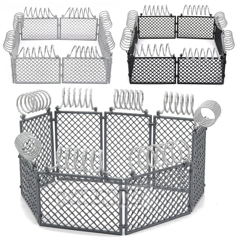 MARUMINE  60PCS MOC Military Building Blocks Penitentiary Set Police Bricks Accessories Protective Net Wire Mesh Wall Isolation