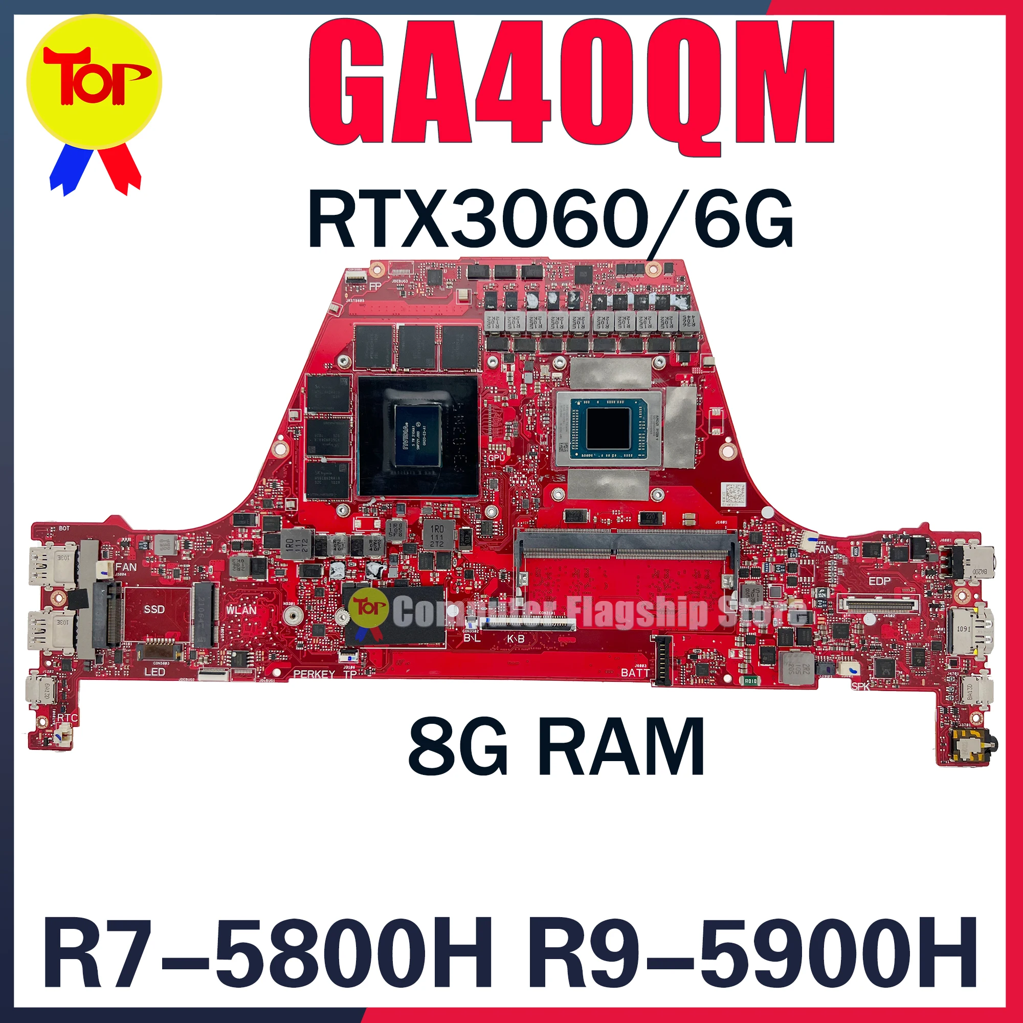 GA401QM Laptop Motherboard For ASUS GA401Q Zephyrus G14 GA401 8G-RAM R7-5800H R9-5900H RTX3060 V6G Mainboard OK TEST