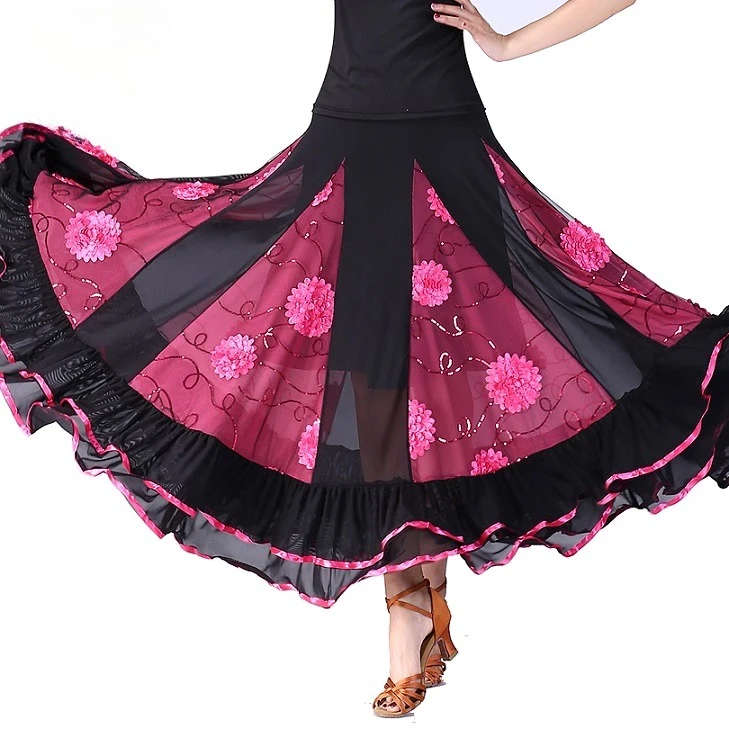 Vestido de baile latino estándar personalizado para mujer, danza moderna, Tango, vals, práctica de actuación de baile, media falda, vestido con flecos